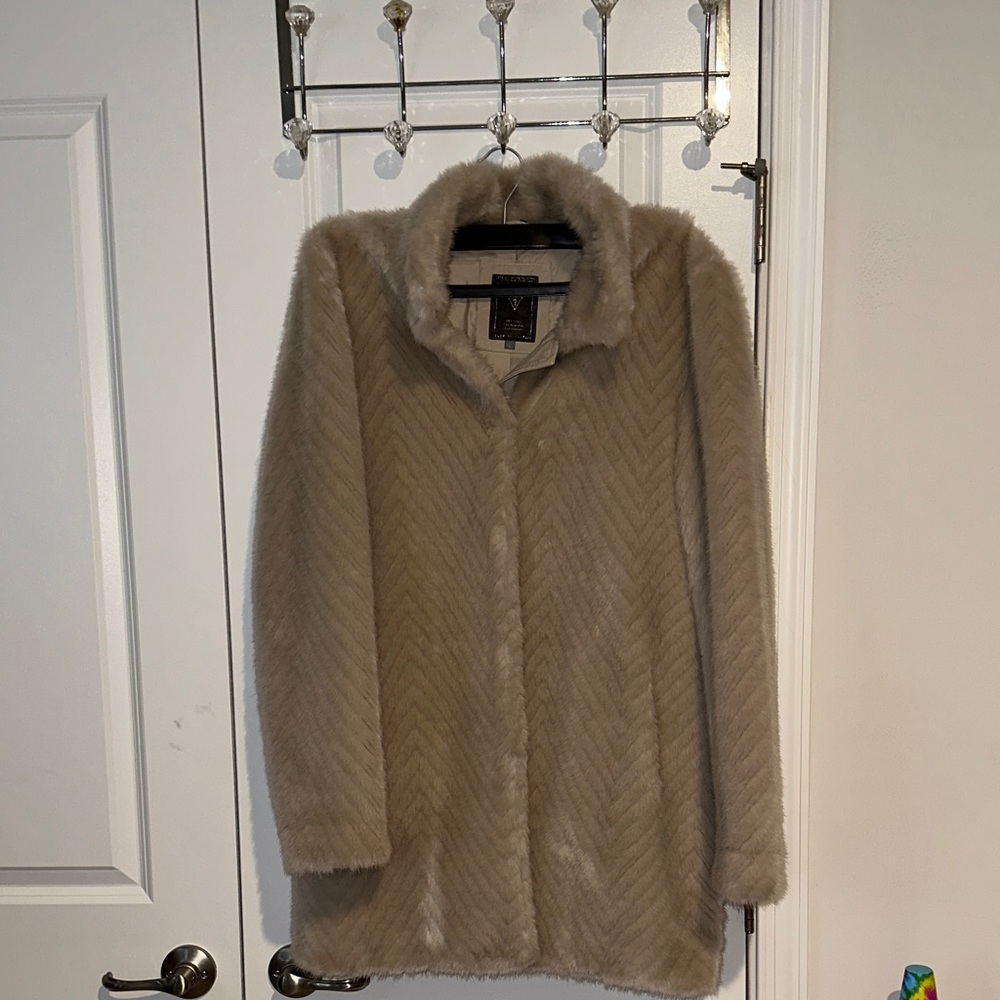 Guess Tan Teddy Faux Fur Coat